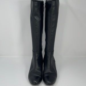 Cole Haan Black Leather Knee High Wedge Boots size 40 US size 10